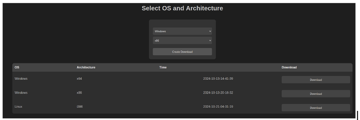 Interface to create payloads for multiple operating systems